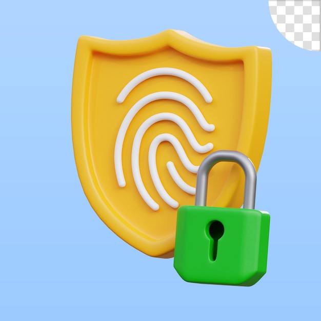 Fingerprint Shield 3D Illustration