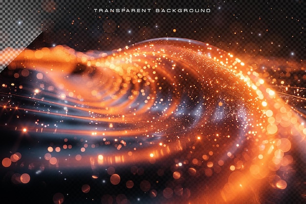 Fire flame spark particles glowing effect on transparent background