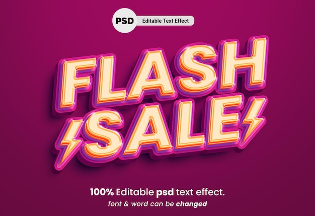 flash sale editable 3d text effect