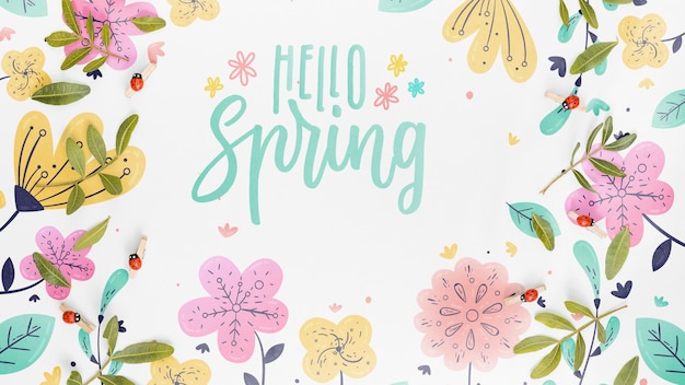 flat lay spring mockup with copyspace