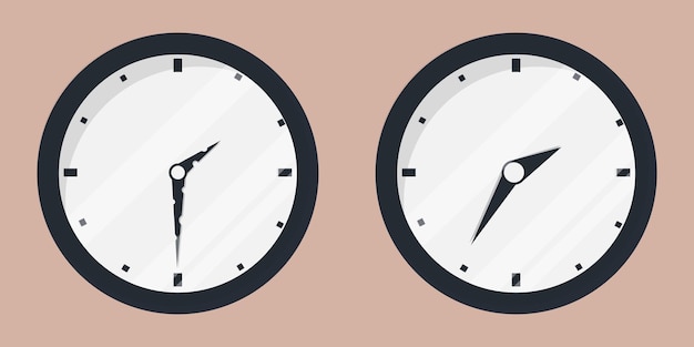 Flat Style Wall Clock Illustrations Showing Different Times Isolated on Neutral Background