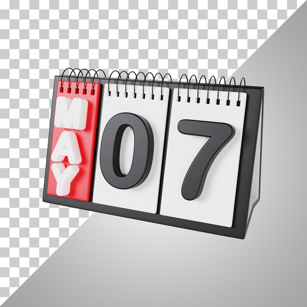 flip desk calendar 7 may 3d rendering