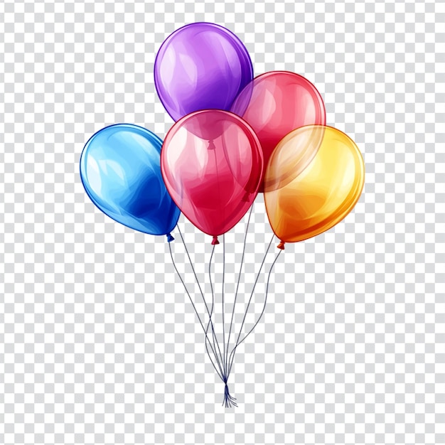 Floating colorful balloon on a Transparent Background