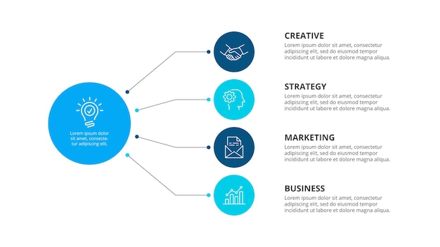 flowchart infographic template with 4 steps or options business template for presentation