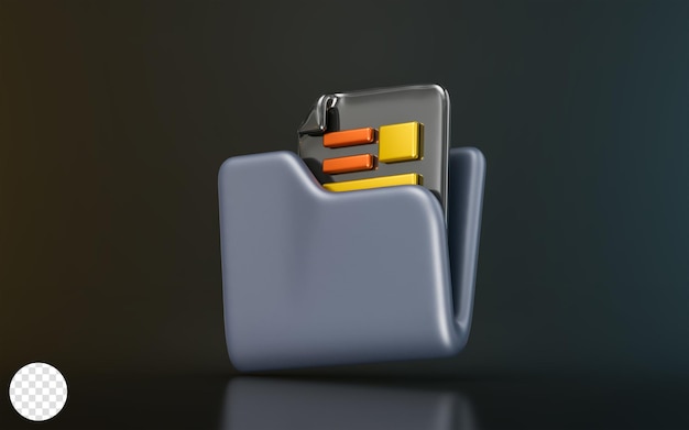 folder document sign on dark background 3d render concept for save store information