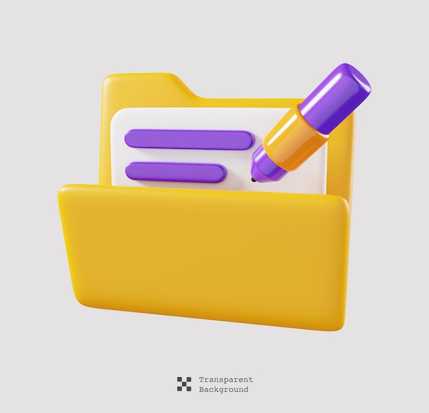 folder isolated. file folder cute minimal icon concept. 3d render illustration.