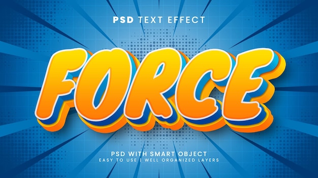 force 3d editable text effect with fighter and military text style