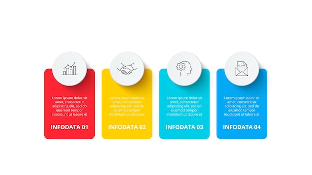 four abstract elements with circles banners infographic slide with 4 options