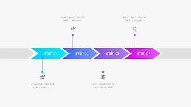Four Step Arrow Infographic for Business Process