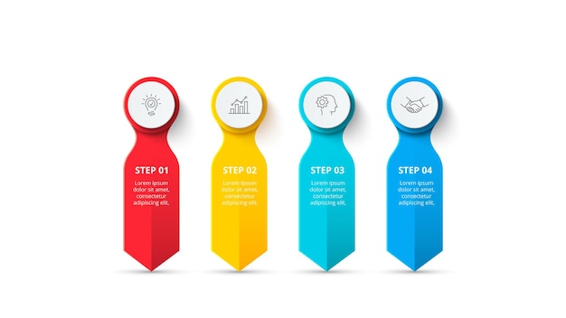 four vertical banners infographic slide concept of business project visualization with 4 options