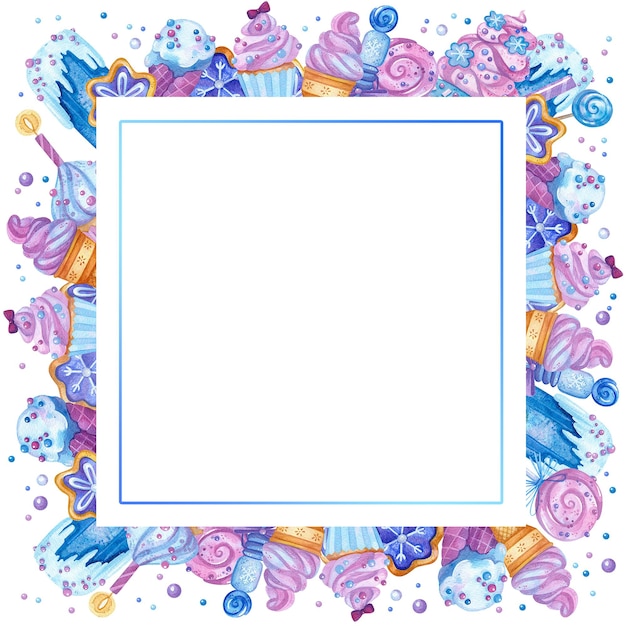 Frame Template Ice Cream Photo Frame Watercolor Frozen Sweets Clipart by MustansarMBJ