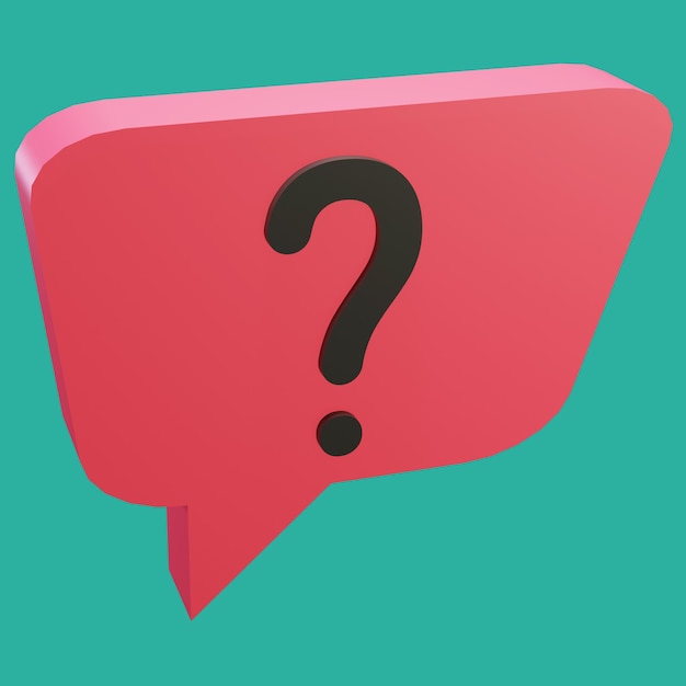 free Psd 3d rendering bubble chat with red color box shape and question mark