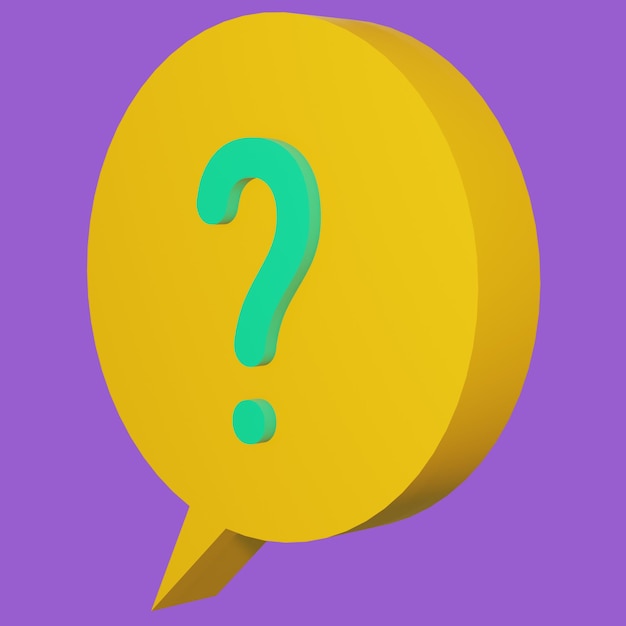 free psd 3d rendering bubble chat with yellow color round shape and question mark