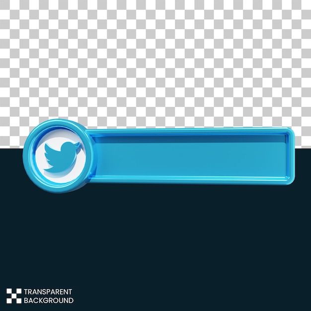 Free PSD twitter with search bar icon 3d rendering