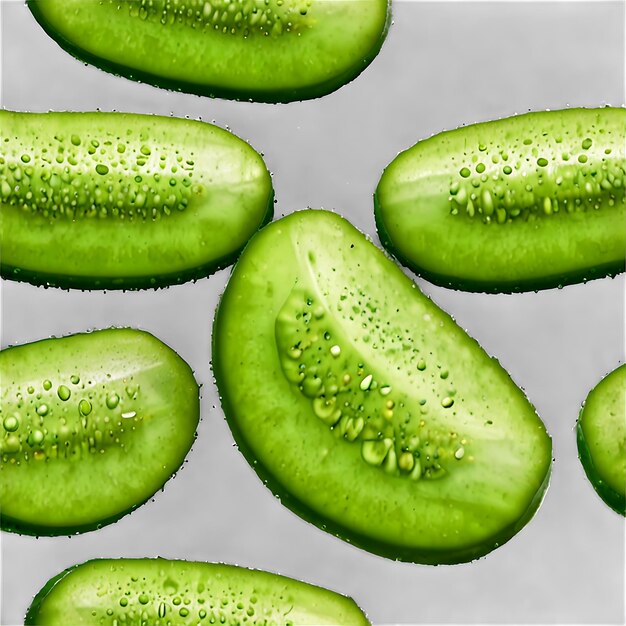 fresh green cucumber slice isolated on transparent background generative ai