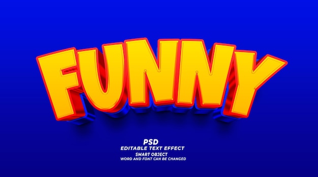 Funny psd 3d editable text effect photoshop template with background
