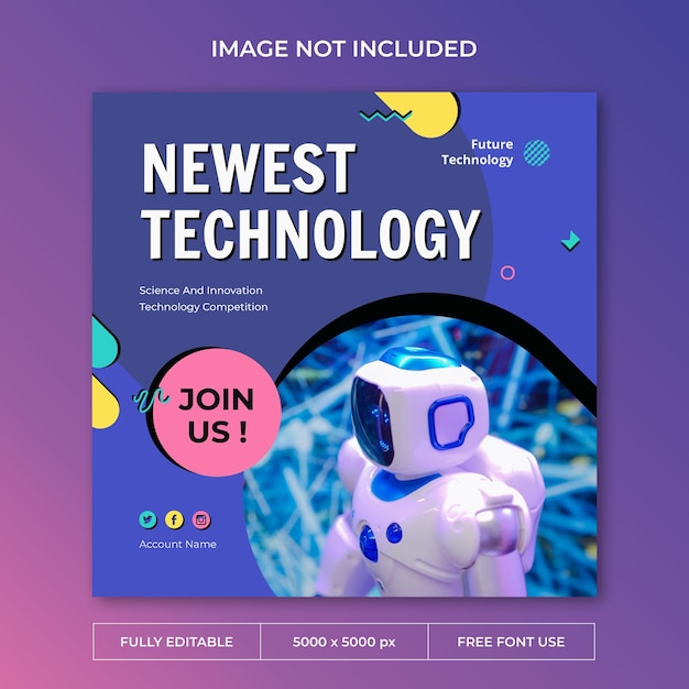 Future technology instagram post social media template