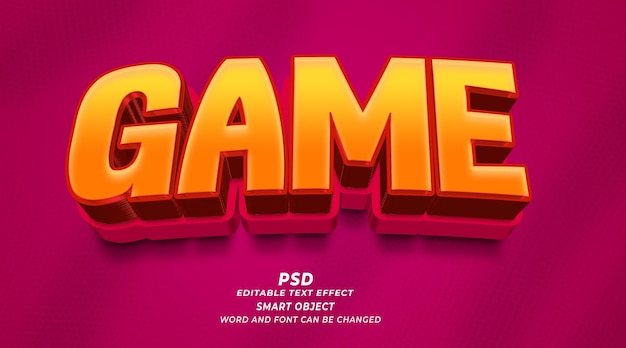 game 3d editable text effect psd photoshop template
