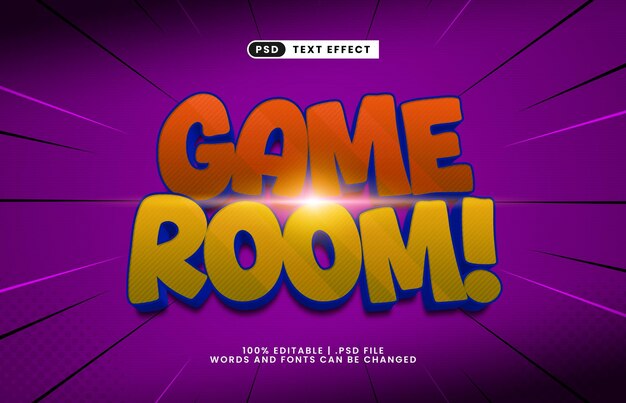 game room editable text effect with a game and play text effect