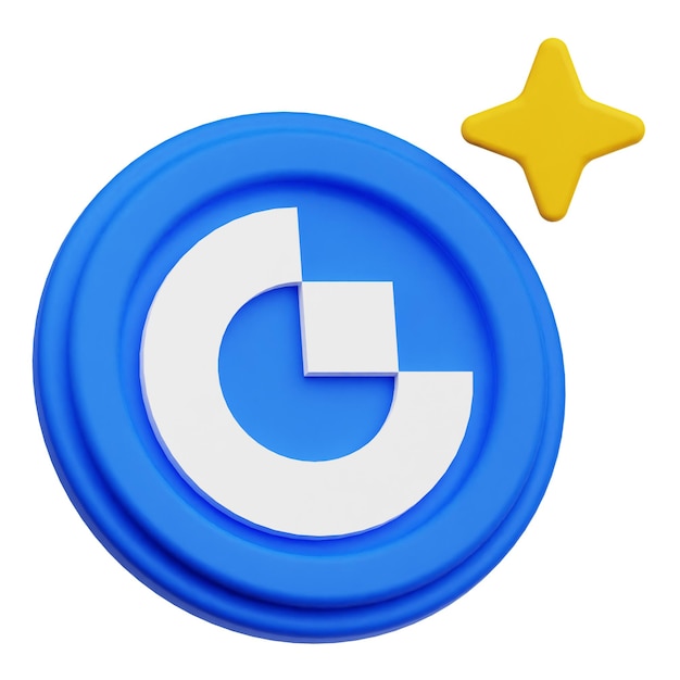 gatetoken crypto token 3d icon isolated on the white background