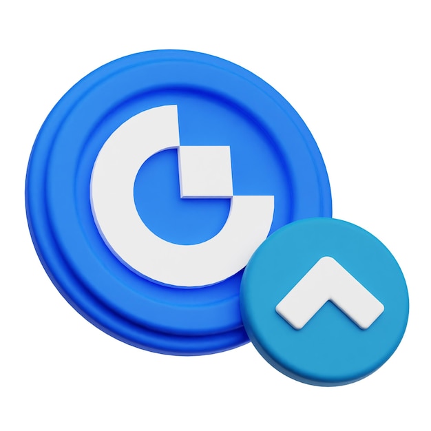 gatetoken crypto token 3d icon isolated on the white background
