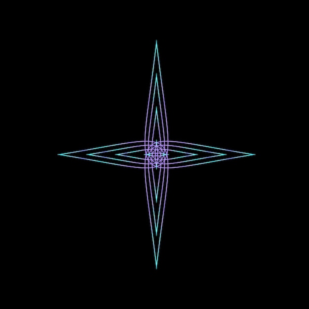 Geometric Starburst with Neon Lines on Black