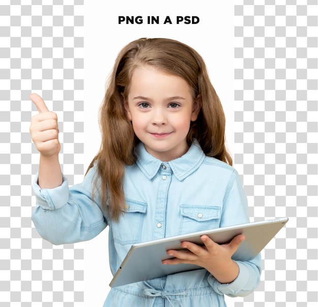 girl thumbs up isolated on transparent background