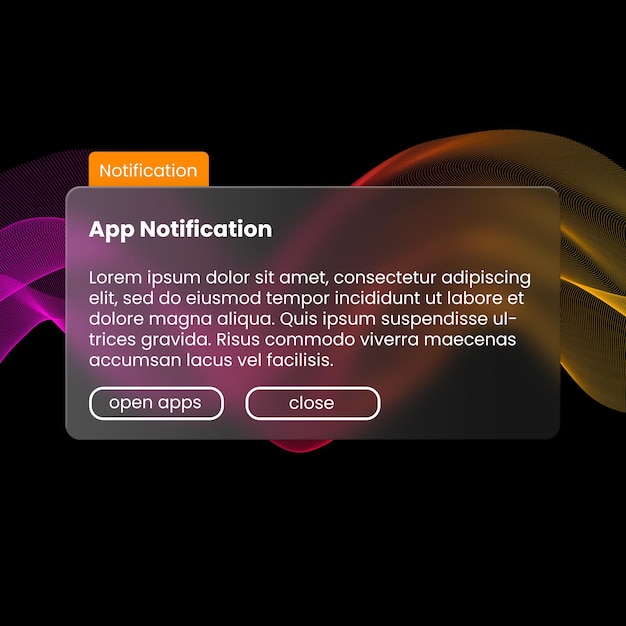glassmorphism notification ui design