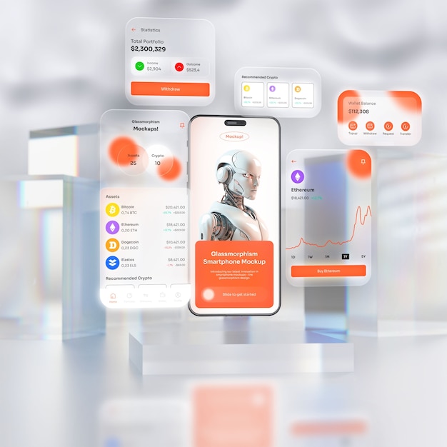 Glassmorphism smartphone mockup design
