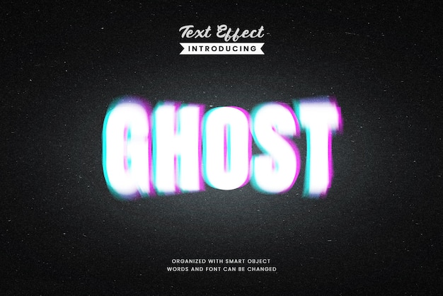 Glitch ghost blurry effect editable text effect urban typography