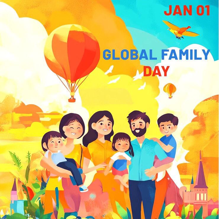 PSD global family day poster background