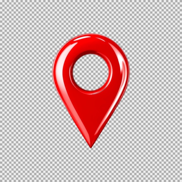 Glossy Red Location Pin icon isolated on transparent Background