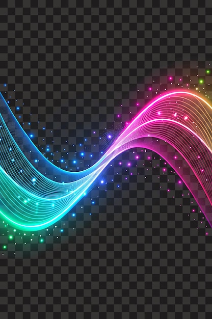 glowing neon wave with multicolored flow isolated transparent background png