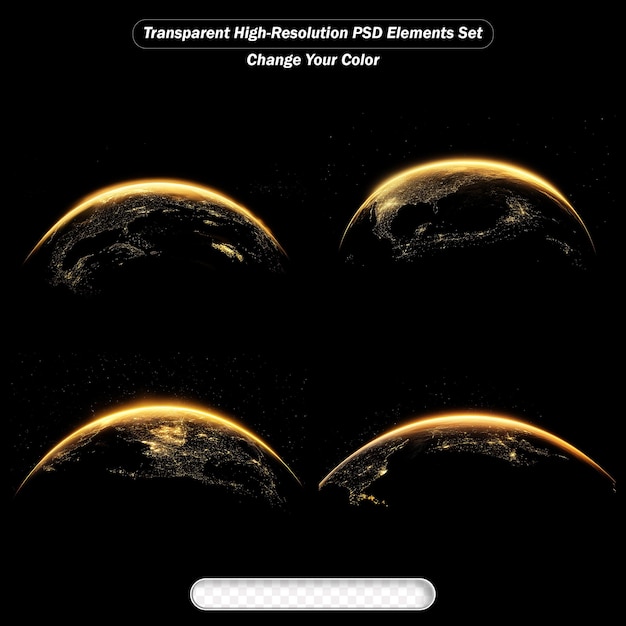 Glowing Planet Earth Elements With Stunning Golden Highlights