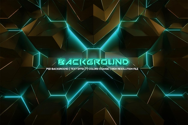 Glowing Symmetry Geometric Abstract Background and tosca Neon Light with Neon Text Effect