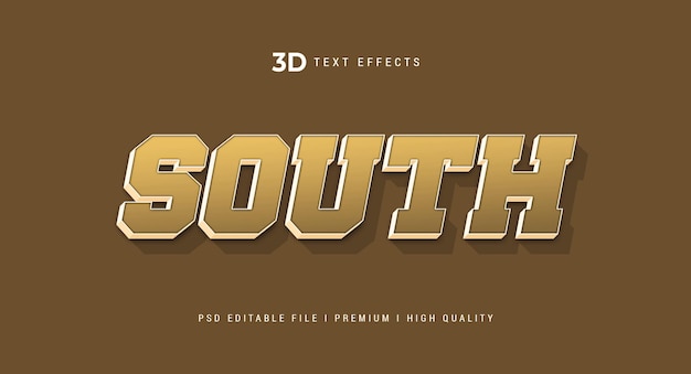 Gold South 3D Text Effect