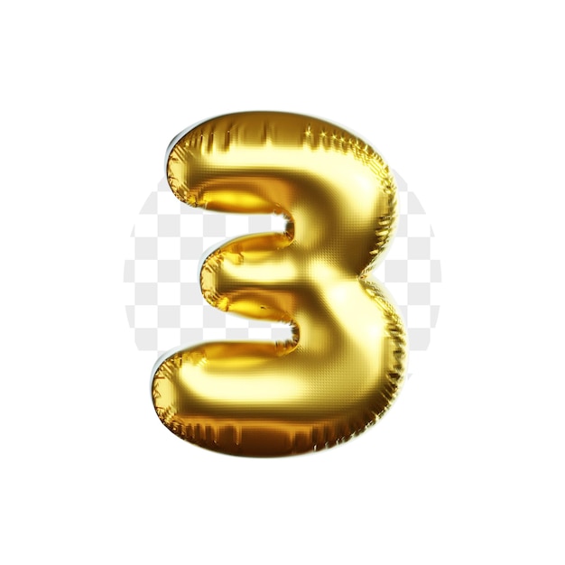 Golden Balloon Decoration 3 Shape 3D Icon