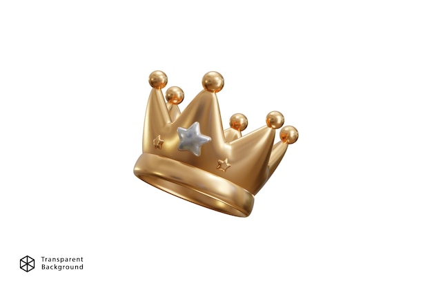 Golden Crown Icon 3d Render concept of Golden Crown Emoji monarch symbol Rich Winner and king