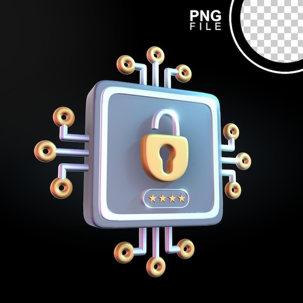 Golden Lock Security 3D Icon Design