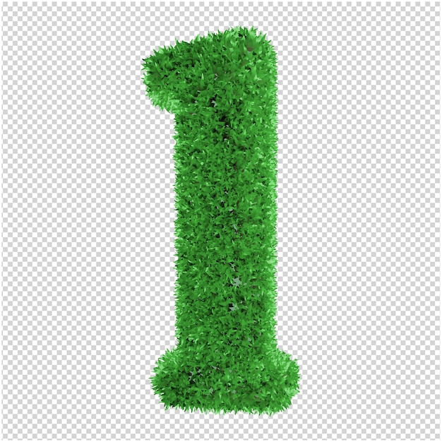 Grass letter 3d rendering