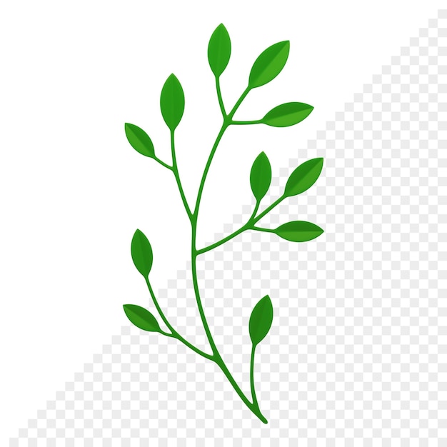 Green botany branch summer tree with leaves 3d icon realistic illustration Greenery twig