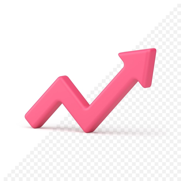 Growing up pink arrow successful strategy positive trend pointing angle dynamic 3d icon