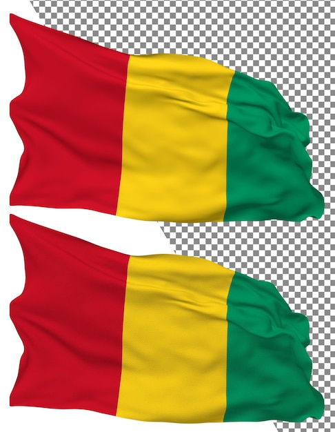 guinea flag wave isolated plain bump texture transparent background 3d rendering