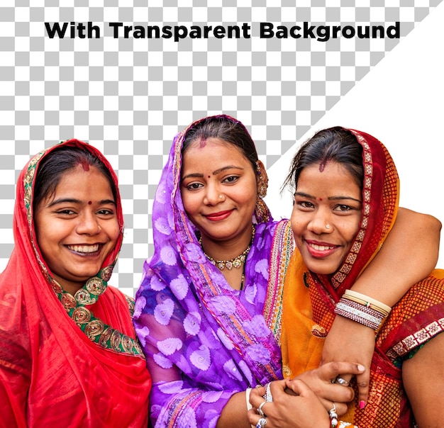 happy traditional hindu indian women png psd isolated on transparent background
