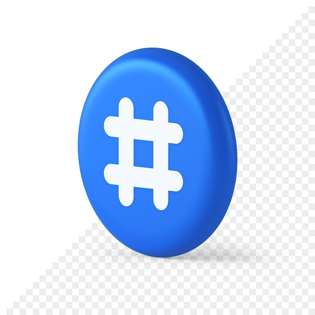 hashtag button social network media communication symbol internet message key 3d isometric icon
