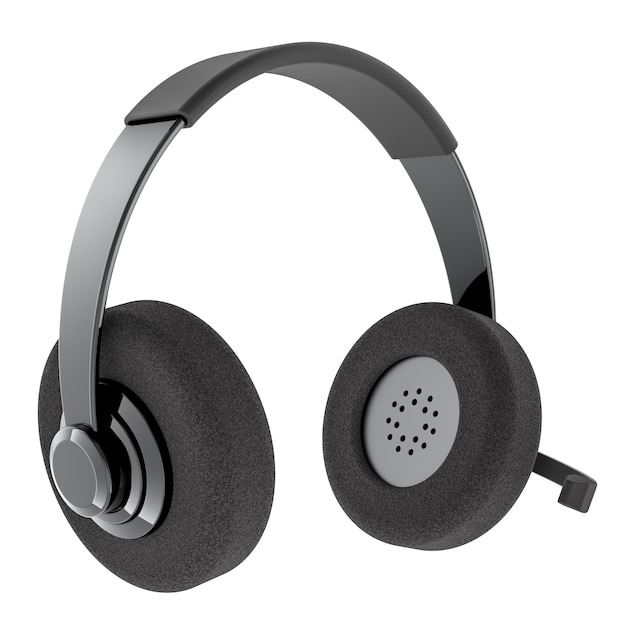 Headset with microphone 3D rendering isolated on transparent background