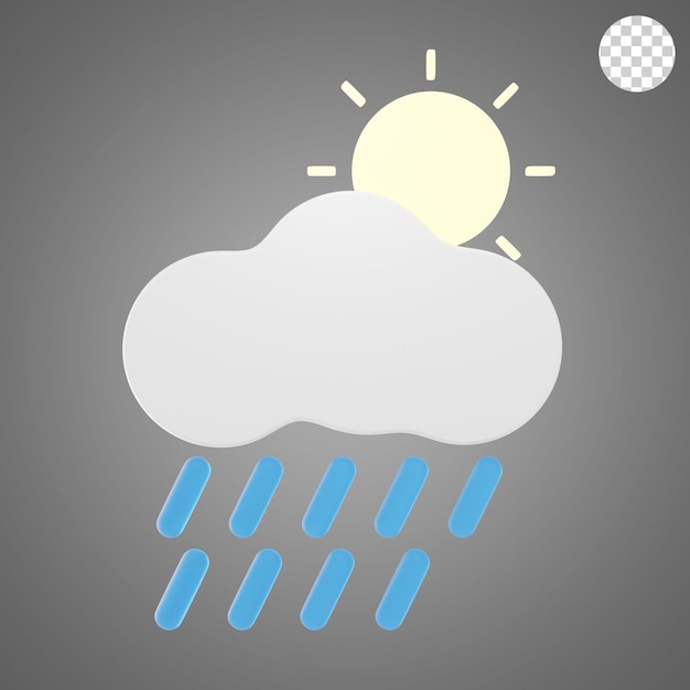 heavy rain at day 3d icon and illustration