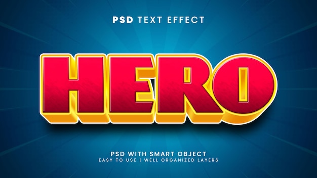 Hero 3d editable text effect with super and power text style