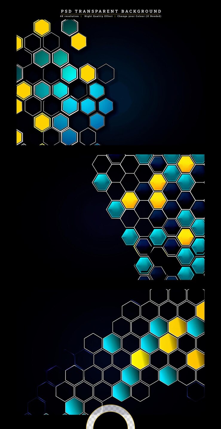PSD hexagonal abstract on transparent background