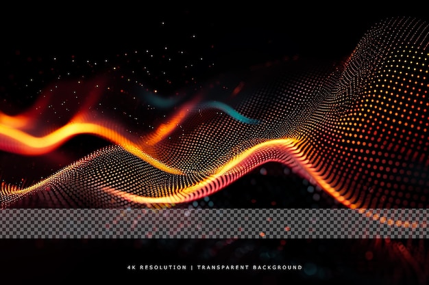Hi tech dotted abstract waves on transparent background